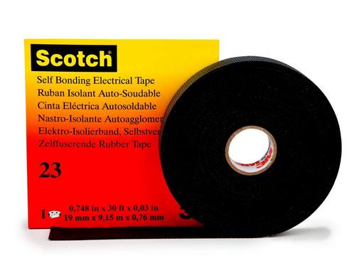 SCOTCH 23 Zelffuserende Rubber Isolatie Tape met Schutlaag Zwart - 19mm x 9.15mtr x 0 - 76mm | 1rol 1